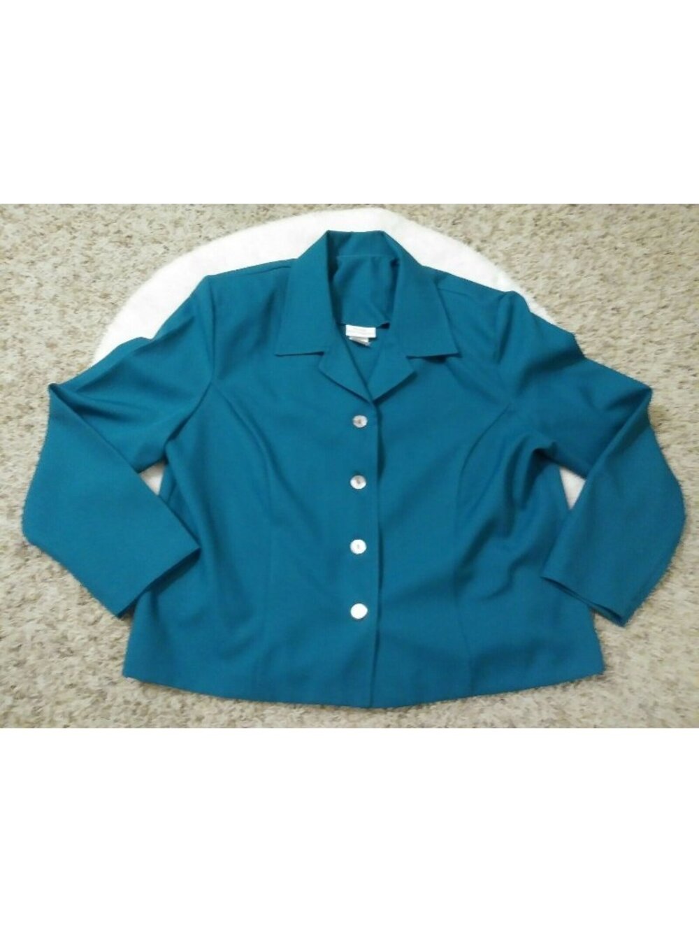 Blair Boutique Womens Teal Green Light Weight Top Blazer Button Up Shirt Medium